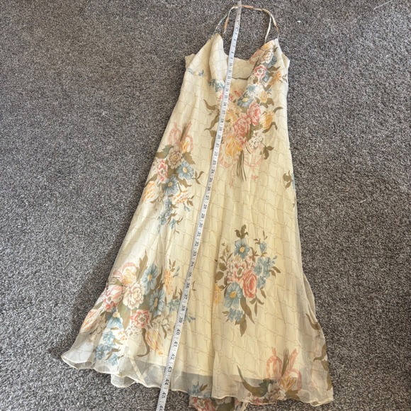 Lauren Ralph Lauren Silk Floral Midi Cream Cowl Neck Summer Sun Dress 12 L - Picture 8 of 12